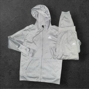 Adidas Metallic Gray Hoodie and Joggers Set